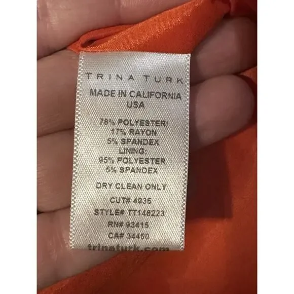 Trina Turk Womens Faith Ponte Flare Mini Dress Short Sleeve Orange size Small - Picture 8 of 11